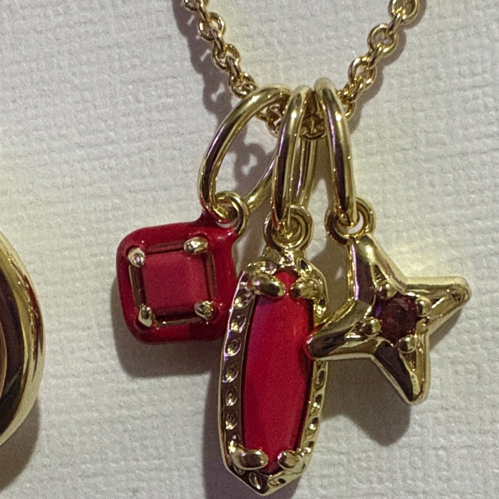 Kendra Scott Gold Necklace with Red Charms (necklace only)
